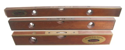 Assorted Makers: Three Brass Bound Mahogany Levels