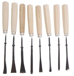 Unmarked: Set Of Eight Unhafte Carving Tools