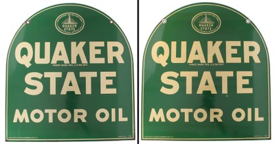 Quaker State Oil Refining Company, Oil City, Pennsylvania: Extra Clean Dbl Side "Tombstone" Sign