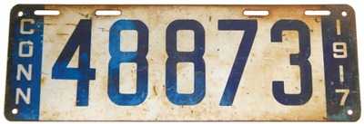 State of Connecticut: Early Conn. License Plate