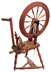 Unmarked: Early Wooden Spinning Wheel