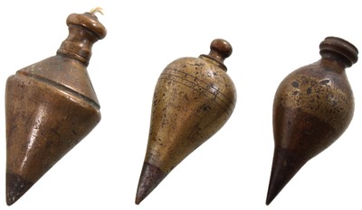 Unmarked: Lot Of Three Early Type Plumb Bobs