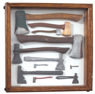 Unmarked: Framed Display Of Small Size Axes