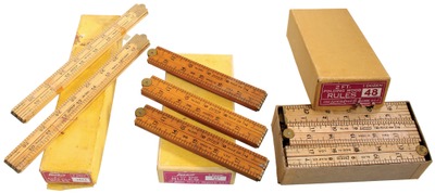 Assorted Makers: Three Boxes Of Unuse Folding Rules