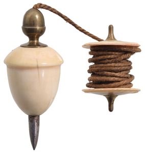Unmarked: Diminutve Brass & Bone Plumb Bob