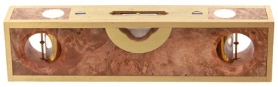 Barry Weaver, Barrington, Rhode Island: Showy Brass & Burl Sliver Bound Level