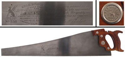 Geo. H. Bishop & Company, Lawrenceburg, Indiana, No. S50: "High Speed" 11 Pt. Crosscut Saw