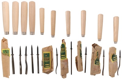 Henry Taylor, Acorn Works, Sheffield, England: Ten Unused Unhafted Carving Tools