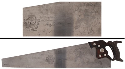 Henry Disston & Sons, Philadelphia, Pennsylvania, No. D 15: W.W. I Era Etched "Victory" Saw