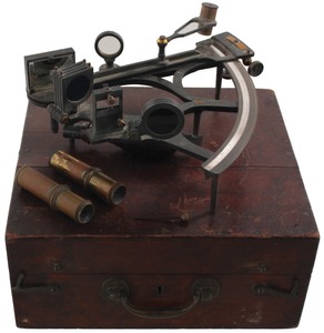 G. Mager, Brake (Germany): Nautical Sextant In Fitted Mahog. Case