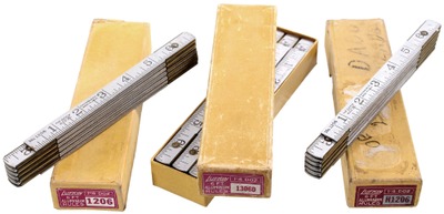 Assorted Makers: Three Boxes Of Alum. Zig-Zag Folding Rule
