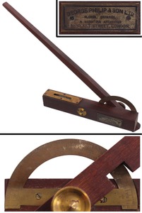 George Philip & Son, Ltd., 32 Fleet Street, London, England: Unus. Mahogany Body Inclinometer Level