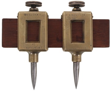 Unmarked: Early Pair Of Brass Trammels