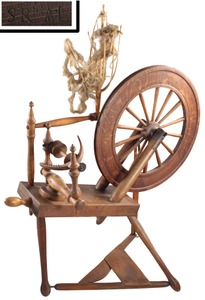 Deacon Samuel Ring, Alfred, Maine: Rare Shaker Made Flax Spinning Wheel