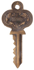 Russell & Erwin Manufacturing Company, New Britain, Connecticut: Cast Bronze Advertising Key