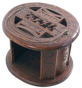 Unmarked: Hand Carved Wooden Card Holder