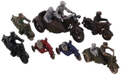Assorted Makers: Coll. Of Cast Iron Motorcycle Toys