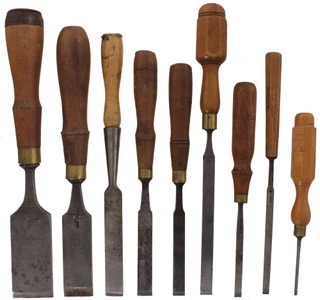 Assorted Makers: Wkg. Set Of Clean Tang Chisels