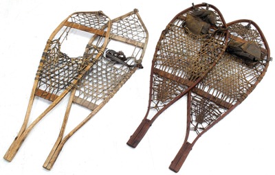 Assorted Makers: Two Pairs Of Early Type Snowshoes