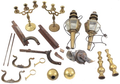 Assorted Makers: Lot Of Asst. Brass Lamps & Parts