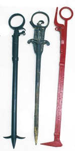 Unmarked: Three Cast Iron Hay Harpoons