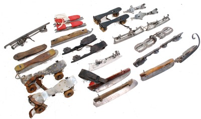 Assorted Makers: Lot Of Early Roller And Ice Skates