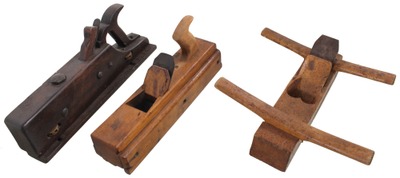 Unmarked: Three Unus. Form Wooden Planes