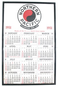 Northern Pacific Railroad, Tacoma, Washington: Original 1951 Lg. Format Calendar