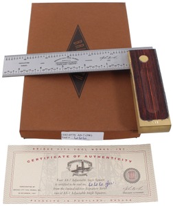 Bridge City Tool Company, Portland, Oregon, No. AS-7 JW: Extra Clean Adjustab Try Square