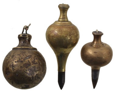 Unmarked: Three Early Brass Plumb Bobs