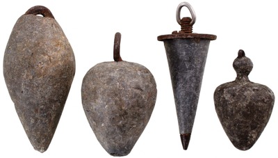 Unmarked: Lot Of Four Lead Body Plumb Bob