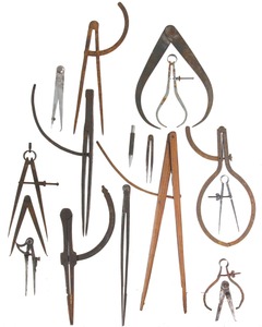 Assorted Makers: Lot Of Metal And Woo Calipers And Dividers