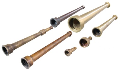 Assorted Makers: Seven Early Brass Hose Nozzles