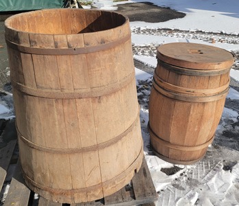 Unmarked: Two Early Wooden Barrels