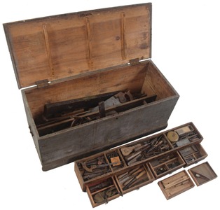 Unmarked: Classic 19th C. Carpenter's Tool Che