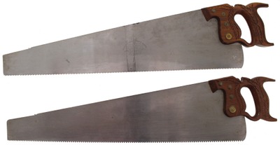 Henry Disston & Sons, Philadelphia, Pennsylvania, No. 16: Two Unused Applewood Handle Hand Saws