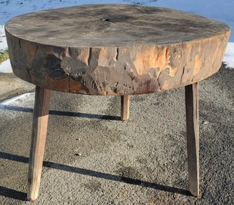 Unmarked: Primitive Three Leg Butcher Blk Tbl.