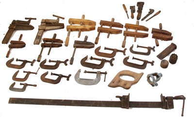 Assorted Makers: Lot Of Wood & Iron Screw Clamp