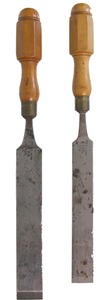 Ward & Payne, Sheffield, England: Two Boxwood Handle Pattern Mkrs. Chisel