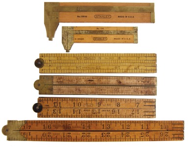 Stanley Rule & Level: Five Clean Boxwood Folding Rules