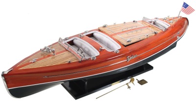 Unmarked: "Typhoon" Model Wooden Speedboat