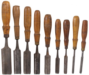 W. Butcher, Sheffield, England: Stepped Set Of Nine Tang Gouges