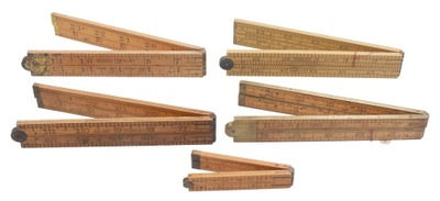 Stanley Rule & Level: Four Extra Clean B'wood Folding Rules