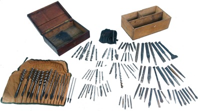 Assorted Makers: Lot Of Metal Wkg. Tools And Auger Bits