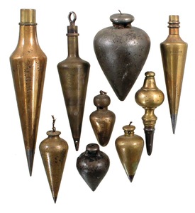 Assorted Makers: Lot Of Brass & Iron Plumb Bobs