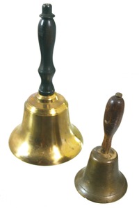 Unmarked: Two Early Brass Schoolhouse Bells