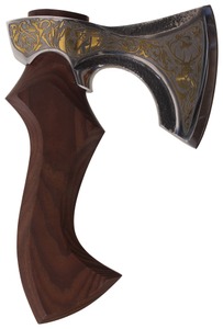 Unmarked: Showy Brass Inlay Short Hdle. Axe
