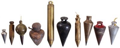 Assorted Makers: Lot Of Brass, Iron & Wood Plumb Bobs