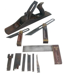 Assorted Makers: Lot Of Early Type Woodworking Tools
