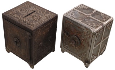Assorted Makers: Two Cast Iron "Safe" Type Still Banks
